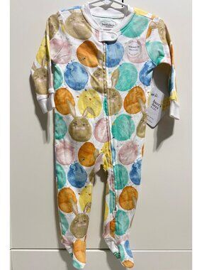 Burt's Bees 6-9m NWT Easter Egg Bunny footie sleeper romper zip organic cotton